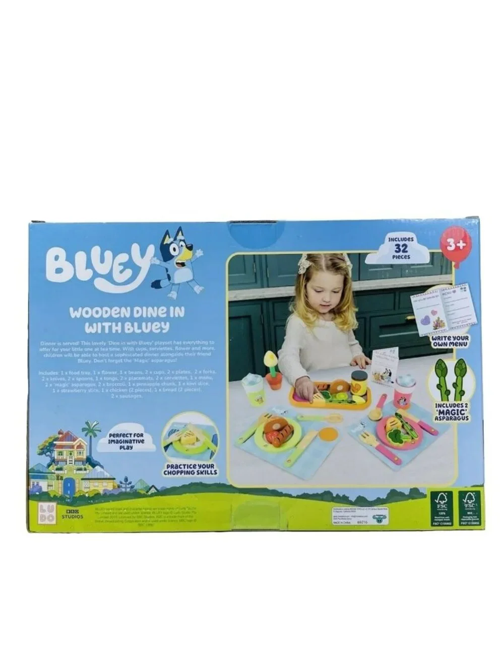 Bluey Dine With Bluey Wooden Dining Playset 32 Pieces